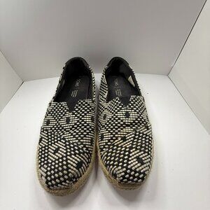 TOMS Women's Black Geometric Diamond Woven Alpargata Espadrilles